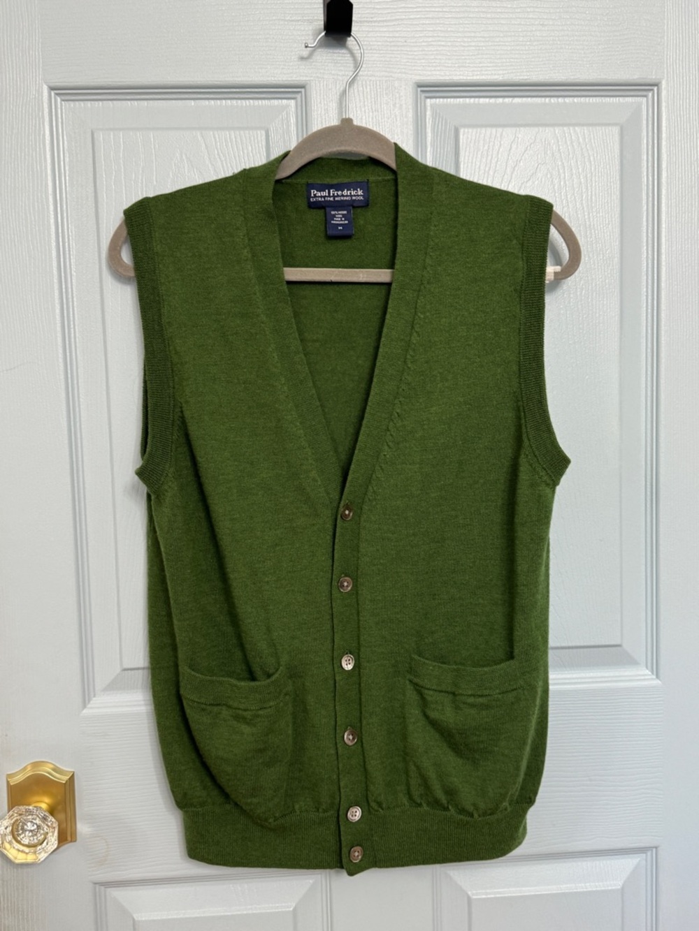 Paul Fredrick Green Extra Fine Merino Wool Button Up Sweater Vest Men’s Medium